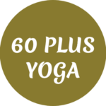Goldener Kreis mit Aufschrift 60 Plus Yoga